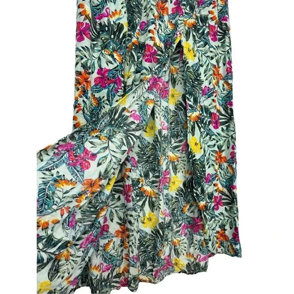 Swim by Cacique Tropical Flamingo Midi Skirt 18/20 Multicolor Floral Side Slits - Picture 3 of 9